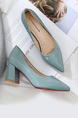 Green Patent Leather Pointed Toe Platform Chunky Heels