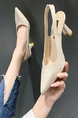 Beige Leather Peep Toe Platform Chunky Heels