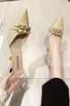 Beige Leather Pointed Toe Platform Stiletto Heel Formal Shoes