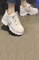 White Leather Round Toe Platform Breathable Students' Heightening Shoes