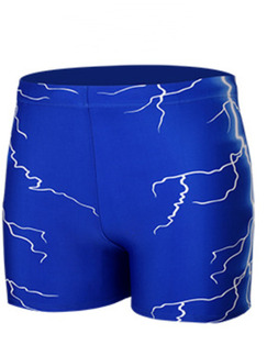 Blue Plus Size Contrast Lightning Swim Shorts Swimwear for Swimming
