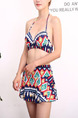 Colorful Three-Piece Slim Sling Band Contrast Printed Flat Bottom Chest Pad Steel Pro Polyester and Elasticity Swimwear