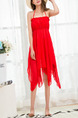 Red Slim See-Through Three-Piece Slip Polyester  Swimwear Sleeveless
