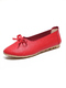 Red Leather Round Toe Platform 1cm Ribbon Flats for Casual Party 