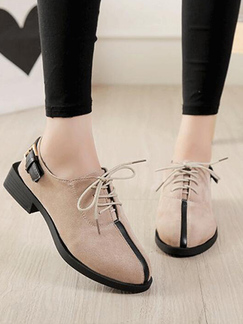 Beige and Black Suede Round Toe Platform 3.5cm Low Chunky Lace Up Heels for Casual Office Party