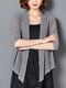 Grey Loose Cardigan Shiner Asymmetrical Hem Plus Size Top for Casual Office Party
