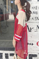 Red Loose Mesh See-Through T-Shirt Top for Casual