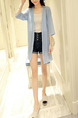 Blue Loose See-Through Coat for Casual