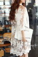 White Loose Lace See-Through Long Sleeve Coat for Casual