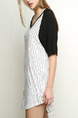 Black and White Loose Contrast Linking Stripe V Neck Top for Casual
