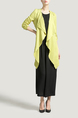 Yellow Loose Lapel Cardigan Buckled Asymmetrical Hem Fake Pocket Long Sleeves Top for Casual Office