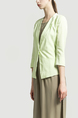 Green V Neck Lapel Suit Cardigan Single-breasted Fake Pocket Top for Casual Office