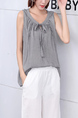 Gray Blouse Round Neck Top for Casual Party
