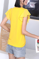 Yellow Round Neck Plus Size Printed Tee Top for Casual