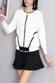 White Round Neck Long Sleeve Top for Casual Party Office