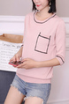 Pink Round Neck Tee Top for Casual