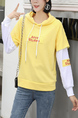Yellow and White Long Sleeve Drawstring Hoodie for Casual