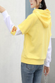 Yellow and White Long Sleeve Drawstring Hoodie for Casual