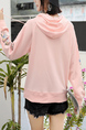 Pink Long Sleeve Drawstring Hoodie for Casual