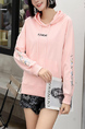 Pink Long Sleeve Drawstring Hoodie for Casual