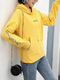 Yellow Long Sleeve Drawstring Hoodie for Casual