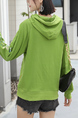 Green Long Sleeve Drawstring Hoodie for Casual