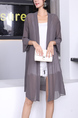 Gray Loose Long Sleeve Plus Size Cardigan for Casual Office