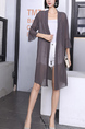 Gray Loose Long Sleeve Plus Size Cardigan for Casual Office
