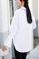 White Plus Size Loose  Collared Embroidery Cardigan Single-Breasted Long Sleeve Blouse Top for Casual Party Office