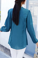 Dark Green Round Neck Pleat Cardigan Single-Breasted Long Sleeve Blouse Top for Casual Party Office