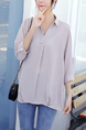 Gray Collared Blouse Top for Casual Party Office