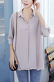 Gray Collared Blouse Top for Casual Party Office