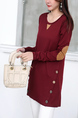 Red Long Sleeve Round Neck Plus Size Top for Casual Party Office