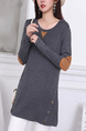 Gray Long Sleeve Round Neck Plus Size Top for Casual Party Office