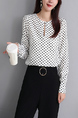 Black and White Blouse Polkadot Plus Size Long Sleeve Top for Party Evening Casual Office