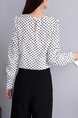 Black and White Blouse Polkadot Plus Size Long Sleeve Top for Party Evening Casual Office