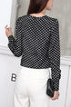 Black and White Blouse Polkadot Plus Size Long Sleeve Top for Casual Party Office Evening