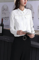 White Blouse Button Down Collared Long Sleeve Top for Casual Party Office