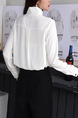 White Button Down Long Sleeve Blouse Top for Casual Party Office Evening