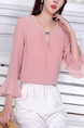 Pink Long Sleeve Blouse Plus Size Top for Casual Party Office Evening