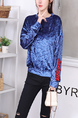 Blue and Red Blouse Round Neck Long Sleeve Plus Size Top for Casual Party Office Evening