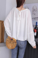 White Two Piece Blouse Long Sleeve Round Neck Top for Casual Party Office