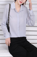 Grey Button Down Collared Long Sleeve Plus Size Top for Cassual Party Office