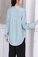Blue Blouse Pocket Long Sleeve Button Down Top for Casual Party Office