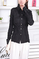 Black Button Down Long Sleeve Blouse Top for Casual Party Office