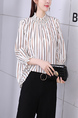 White and Colorful Blouse Round Neck Top for Casual Party Office Evening