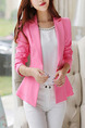 Rose Red Slim Ruffle Lapel Long Sleeve Plus Size Coat for Casual Evening Office