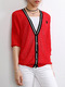 Red Loose Linking Stripe Knitting Coat Coat for Casual Party