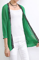 Green Loose Linking Stripe Knitting Long Sleeve Coat for Casual Party