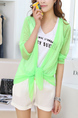 Green Loose Open Mesh See-Through Cardigan for Casual